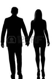14649825-vista-posteriore-di-un-uomo-coppia-amanti-caucasica-e-donna-camminare-mano-nella-mano-in-studio-silh