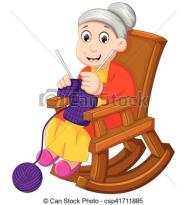 funny-grandmother-cartoon-knitting-in-a-eps-vector_csp41711885
